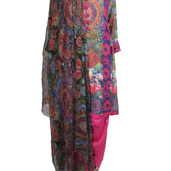 Almirah Junaid Jamshed Pakistani Viscose Chiffon Ready-Made Shalwar Kameez Suit - Picture 4 of 16